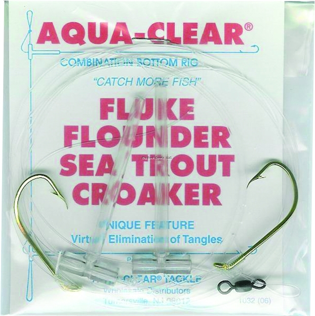 Picture of Aqua Clear Hi/Lo Fluke/Flounder /Trout/Croaker 2/0 Gold Beak Strght Shank Hooks