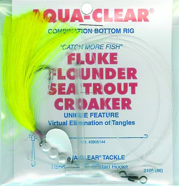 Picture of Aqua Clear Single Leader Fluke/Flounder/Trout Cht Hair/Pearls /Spinner 2/0 Sswg
