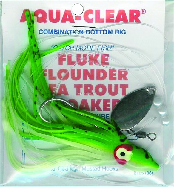 Picture of Aqua Clear Single Leader Fluke/Flounder/Trout Grn Glo Squid 4" Pearls/Spin 3/0 Hook