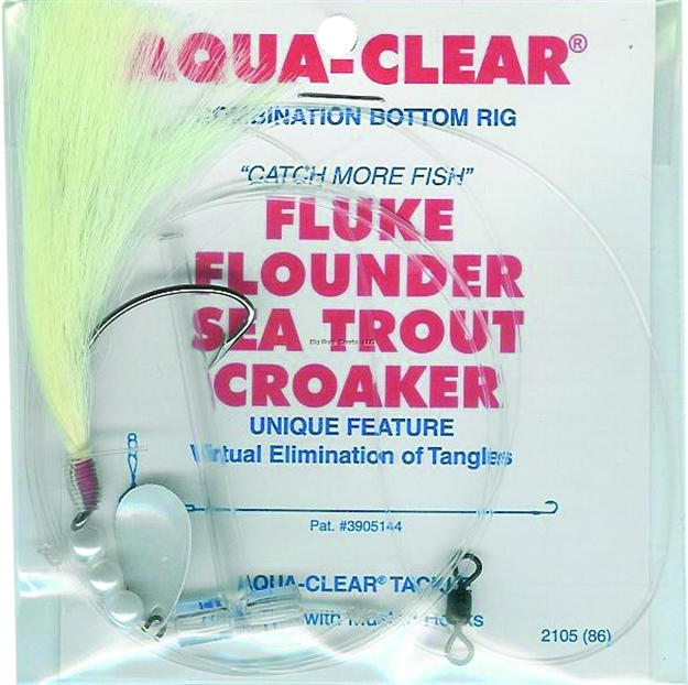 Picture of Aqua Clear Single Leader Fluke/Flounder/Trout Wht Hair Pearls /Spinner 2/0 Sswg Hooks