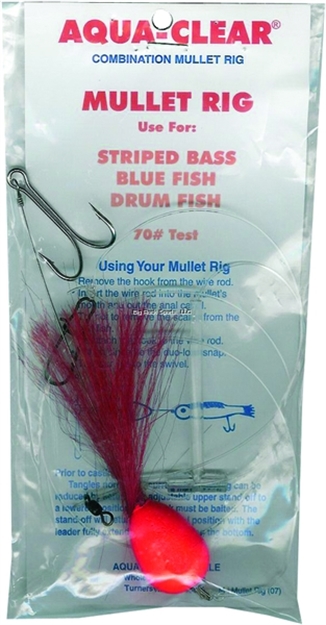 Picture of Aqua Clear Striped Bass-Drum- Bluefish 3/0 Red Float/Red Hair Double Nickle Hook