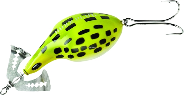Picture of Arbogast Buzz Plug Jr. Topwater Buzz Bait, 2 3/8", 5/8 Oz, Frog/White Belly, Floating