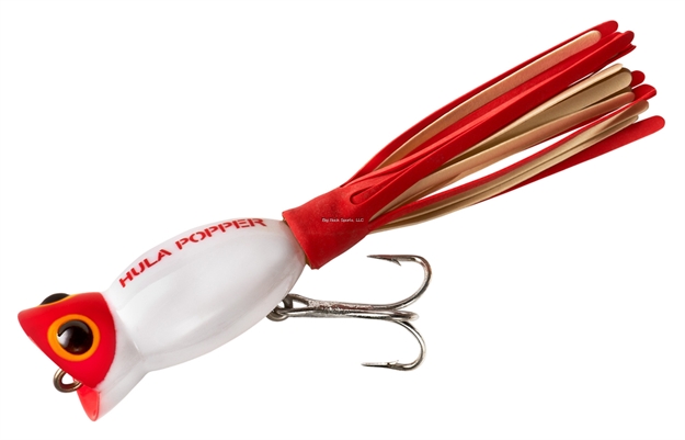 Picture of Arbogast Hula Popper Topwater Popper, 1 1/4, 3/16 Oz, White Red Head, Floating