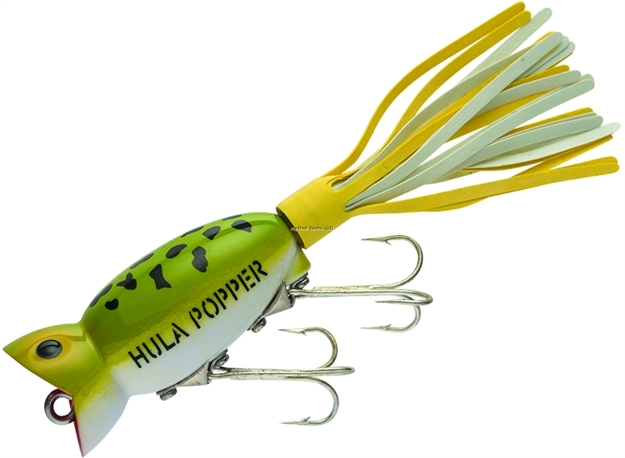 Picture of Arbogast Hula Popper Topwater Popper, 2", 3/8 Oz, Frog/White Belly, Floating