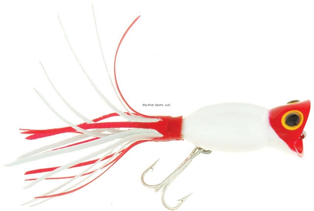 Picture of Arbogast Hula Popper Topwater Popper, 2", 3/8 Oz, White/Red Head, Floating