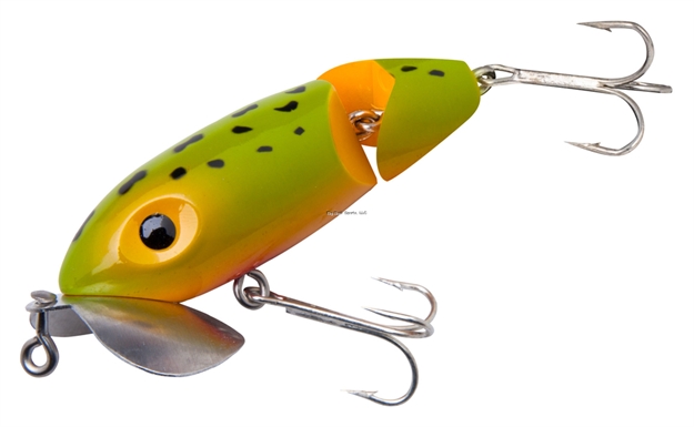 Picture of Arbogast Jointed Clicker Jitterbug, 2 1/2, 3/8 Oz, Frog White Belly