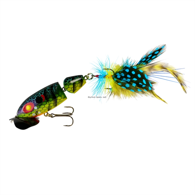 Picture of Arbogast Jointed Jitterbug 2.0, 2 1/2", 3/8Oz, #6 Feather Treble, Blue Kill