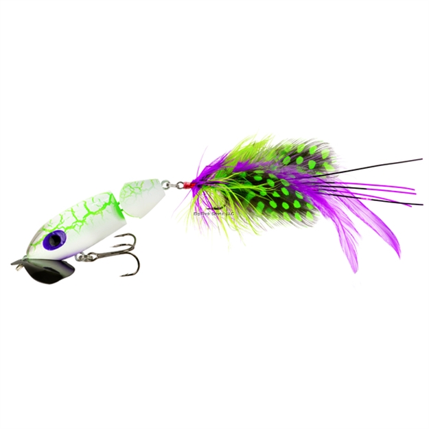 Picture of Arbogast Jointed Jitterbug 2.0, 2 1/2", 3/8Oz, #6 Feather Treble, White Zombie
