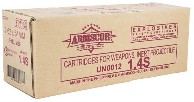 Picture of Armscor 50203 Rifle Ammo  7.62X51mm Nato 147 GR Full Metal Jacket (Fmj) 500 Bx/ 1 CS