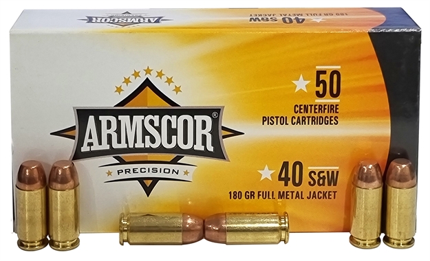 Picture of Armscor 50434 Pistol Ammo Copper Plated 40 S&W 180 GR Full Metal Jacket (Fmj)  50 Bx/ 20 CS