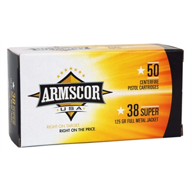 Picture of Armscor/Rock Island Pistol Ammo 38 Spr, Fmj, 124 Gr, 1200 Fps, 50 Rnd, Boxed FAC38SUPER1N 812285021416