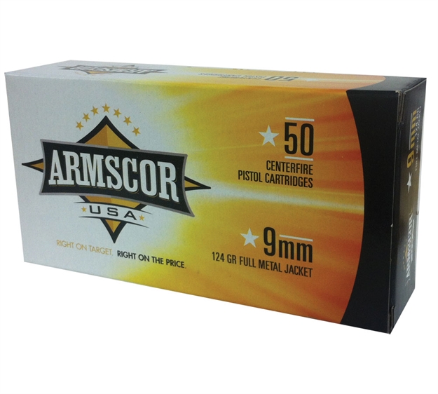 Picture of Armscor/Rock Island Pistol Ammo 9Mm, Fmj, 124 Gr, 1090 Fps, 50 Rnd, Boxed 812285020037