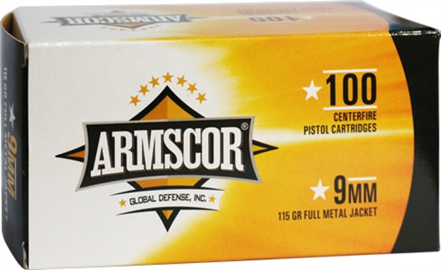 Picture of Armscor 9Mm Luger 115Gr Fmj 100Rd 12Bx/Cs 50444 4806015504443