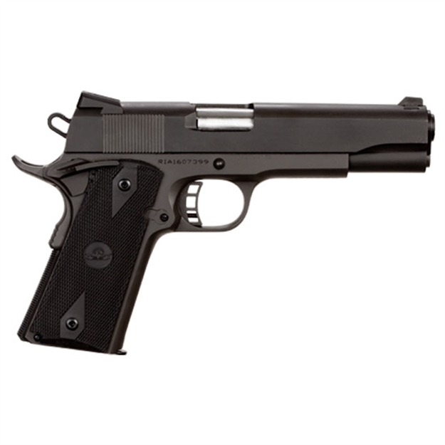 Picture of  Rock Island 51632 Rock Standard FS 9Mm Luger 10+1 5" Barrel, Overall Black Parkerized Finish Steel, Beavertail Frame, Serrated Slide & Black Rubber Grip