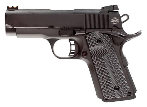 Picture of  Rock Island 51479 Rock Ultra CS 45 Acp Caliber With 3.50" Barrel, 7+1 Capacity, Overall Black Parkerized Finish Steel, Beavertail Frame, Serrated Slide & Black/Gray G10 Grip