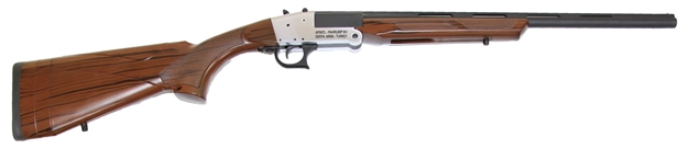 Picture of  Rock Island Tk104 Traditional Single Shot 410 Gauge With 20" Black Parkerized Barrel, 3" Chamber, 1Rd Capacity, Silver Anodized Metal Finish & Woodgrain Finish Synthetic Stock Right Hand (Full Size) 812285025391