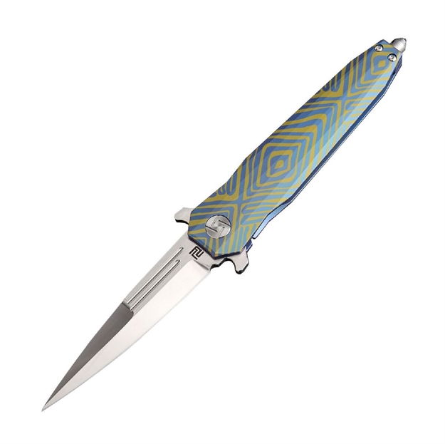 Picture of Artisan Hornet Folder 3.82 IN Fancy Blue Titanium Hndl S35vn