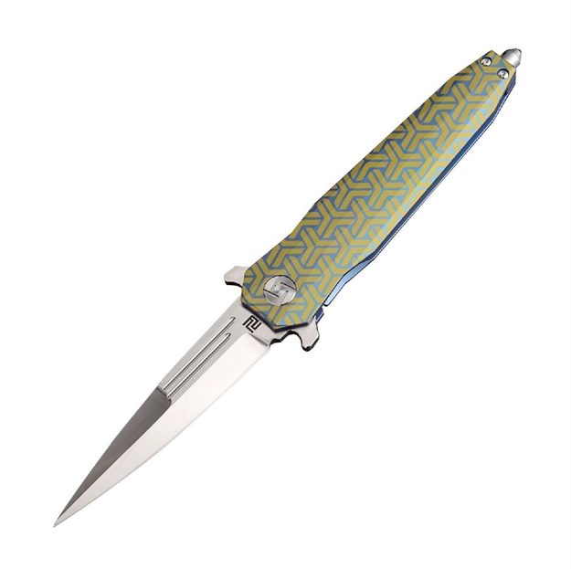 Picture of Artisan Hornet Folder 3.82In Fancy Green Titanium Hndl S35vn