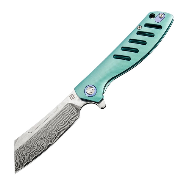 Picture of Artisan Tomahawk Folder 3.14 IN Damascus Green Titanium Hndl