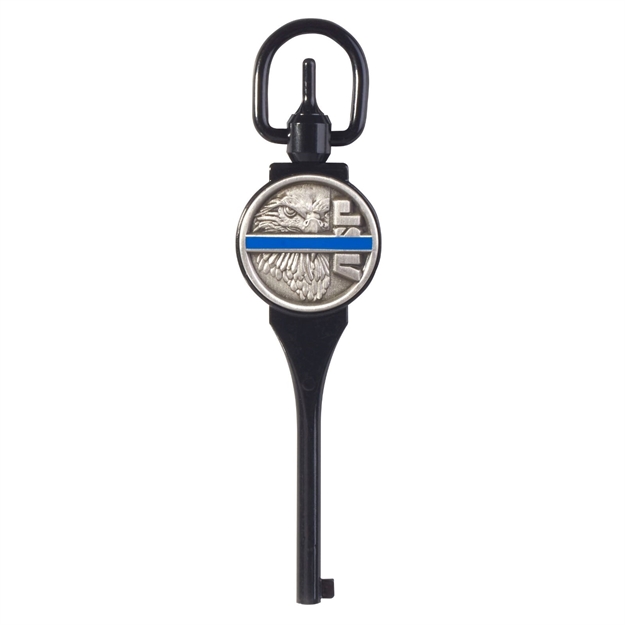 Picture of Asp Blue Line Guardian Logo Handcuff Keys G1 Black Chrome 56316