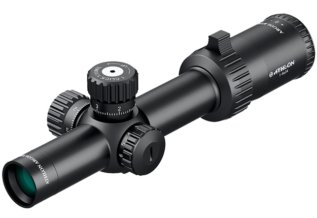 Picture of Athlon  Argos Btr  
1-4X 24Mm Obj 112-27 FT @ 100 Yds Fov 30Mm Tube Black Matte Finish Illuminated Ahsr14 Mil (Ffp)