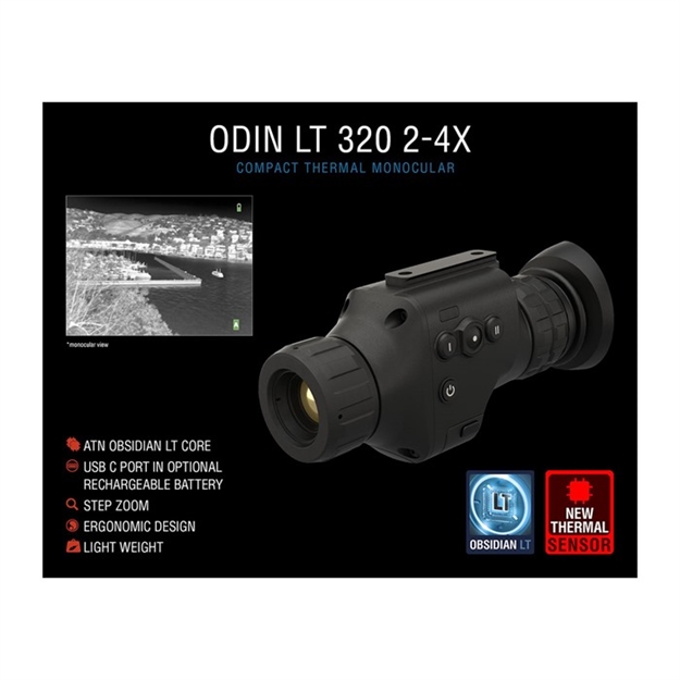 Picture of  Atn Timnodn319x Odin LT 320 Thermal Hand Held/Mountable Scope Black 1X 2-4X 19Mm 320X240, 60 Fps Resolution Zoom Yes 658175121855