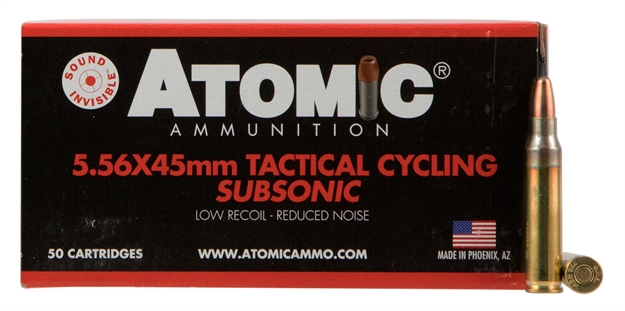 Picture of Atomic Ammunition Ammo 5.56X45 Subsonic 112Gr. Round Nose SP 50-Pack