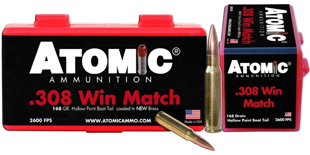 Picture of  Atomic Ammunition 00426 Rifle Match 308Win 168Gr Hollow Point Boat Tail 50 Per Box/10 Case 858767004263