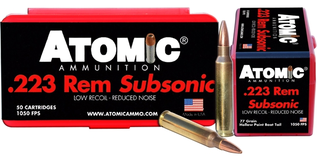 Picture of  Atomic Ammunition 00429 Rifle Subsonic 223Rem 77Gr Hollow Point Boat Tail 50 Per Box/10 Case