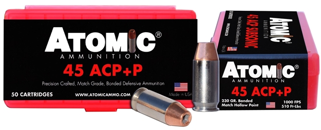 Picture of  Atomic Ammunition 00433 Pistol Precision Craft 45Acp +P 230Gr Bonded Match Hollow Point 50 Per Box/10 Case