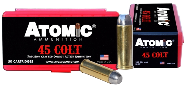 Picture of  Atomic Ammunition 00434 Cowboy Action Precision Craft 45Colt 200Gr Lead Round Nose Flat Point 50 Per Box/10 Case 858767004348