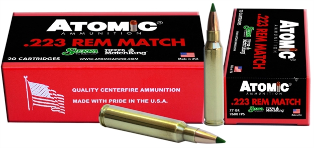 Picture of  Atomic Ammunition 00459 Rifle Match 223Rem 77Gr Tipped Matchking 20 Per Box/10 Case 858767004591