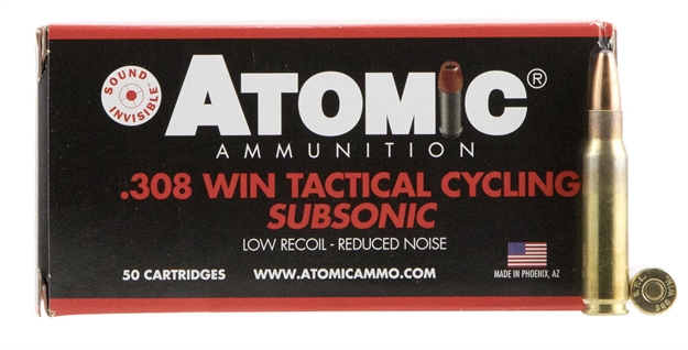 Picture of Atomic Ammunition Ammo .308 Win Subsonic 260Gr. Round Nose SP 50-Pack