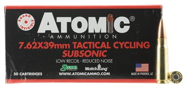Picture of  Atomic Ammunition 00474 Rifle Subsonic 7.62X39mm 220Gr Hollow Point Boat Tail 50 Per Box/10 Case
