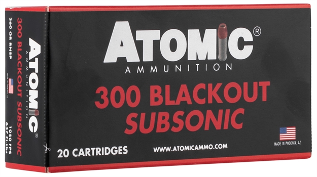 Picture of Atomic 00478 Rifle Subsonic 300 Blackout 260 GR Round Nose Soft Point Boat Tail (Rnspbt) 20 Bx/ 10 CS