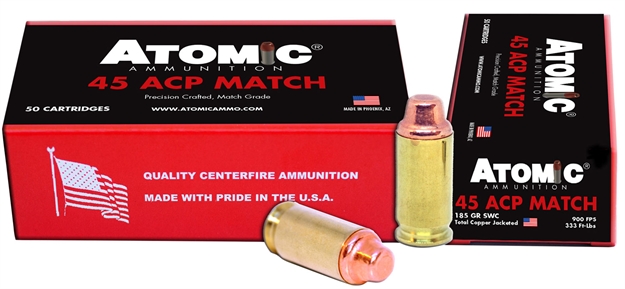 Picture of  Atomic Ammunition 448 Match Precision Craft 45Acp 185Gr Semi Wadcutter 50 Per Box/10 Case 858767004485