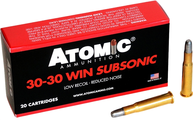 Picture of  Atomic Ammunition 00410  Subsonic 30-30Win 165Gr Lead Round Nose Flat Point 20 Per Box/10 Case
