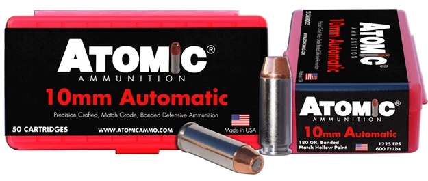 Picture of  Atomic Ammunition 00432 Pistol Precision Craft 10Mmauto 180Gr Bonded Match Hollow Point 50 Per Box/10 Case 858767004324