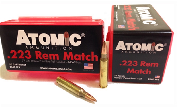 Picture of Atomic Ammunition 00427 Rifle Match 223Rem 77Gr Hollow Point Boat Tail 50 Per Box/10 Case A00427 858767004270