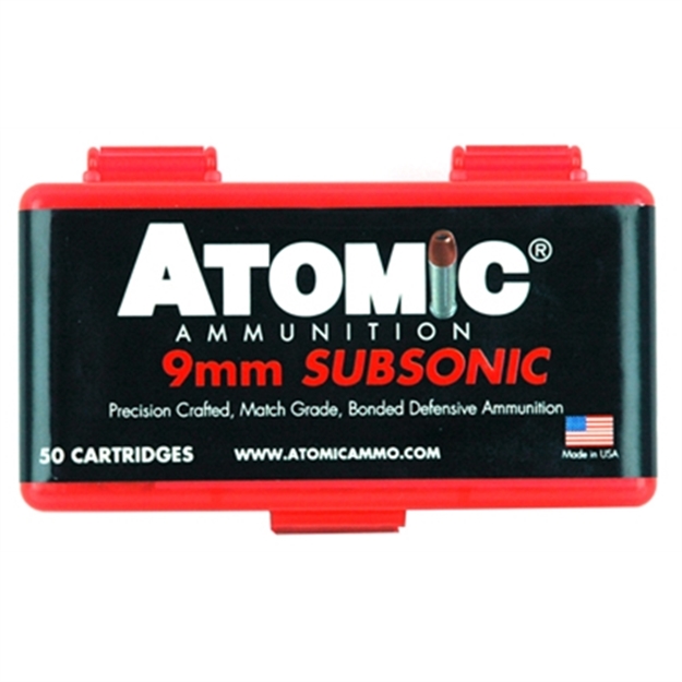 Picture of  Atomic Ammunition 00438 Pistol Subsonic 9Mmluger 147Gr Bonded Match Hollow Point 50 Per Box/10 Case 858767004386