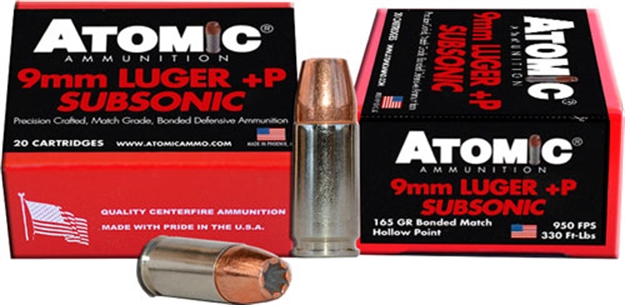 Picture of Atomic Ammunition Ammo 9Mm Luger Subsonic 165Gr. Bonded Jhp 20-Pack