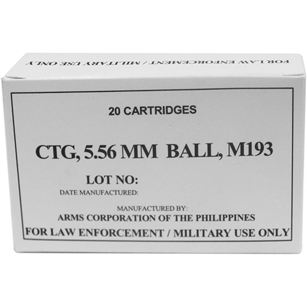 Picture of Aua Ammo 5.56X45 55Gr Fmj M193 20/50