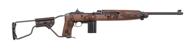 Picture of Auto-Ordnance Aom150 M1 Carbine Paratrooper 30 Carbine  18" Barrel 15+1, Black Parkerized Metal Finish, Black Folding Stock, Wood Grip, Crossbolt Safety AOM150C1 602686422017