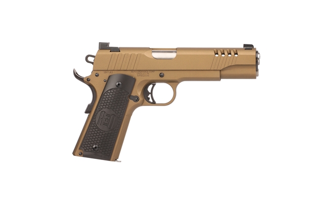 Picture of  Auto-Ordnance 1911Tcac10 1911  45 Acp 7+1 5" Stainless Steel Barrel, Serrated Stainless Steel Slide, Burnt Bronze Cerakote Steel Frame W/Beavertail, Armor Black Cerakote Engraved Aluminum Grip 602686422468