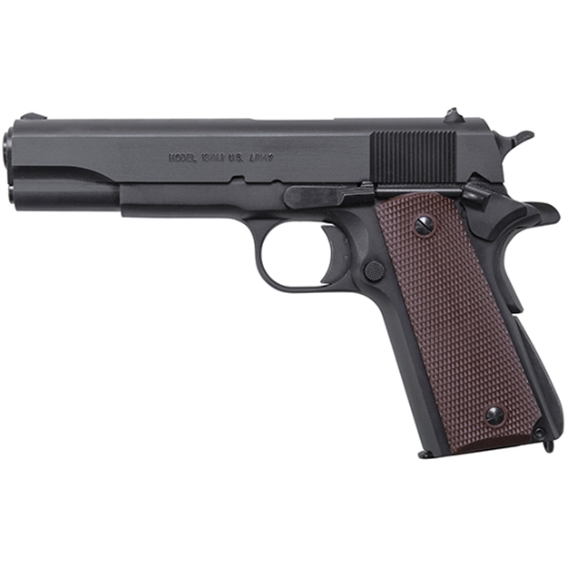 Picture of  Auto-Ordnance 1911Bko 1911  45 Acp  5" Barrel 7+1, Matte Black Carbon Steel Frame, Serrated Slide, Checkered Brown Polymer Grip, Manual Safety 602686251112