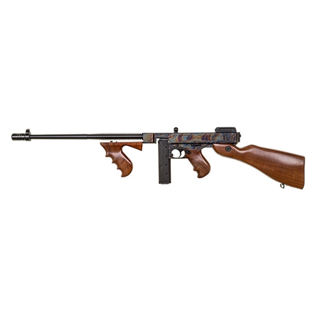 Picture of  Thompson T1ch 1927A-1 Deluxe 45 Acp Caliber With 18" Barrel, 20+1 Capacity (Stick), Color Case Hardened Metal Finish, American Walnut Stock Wood Grip Right Hand 602686421935