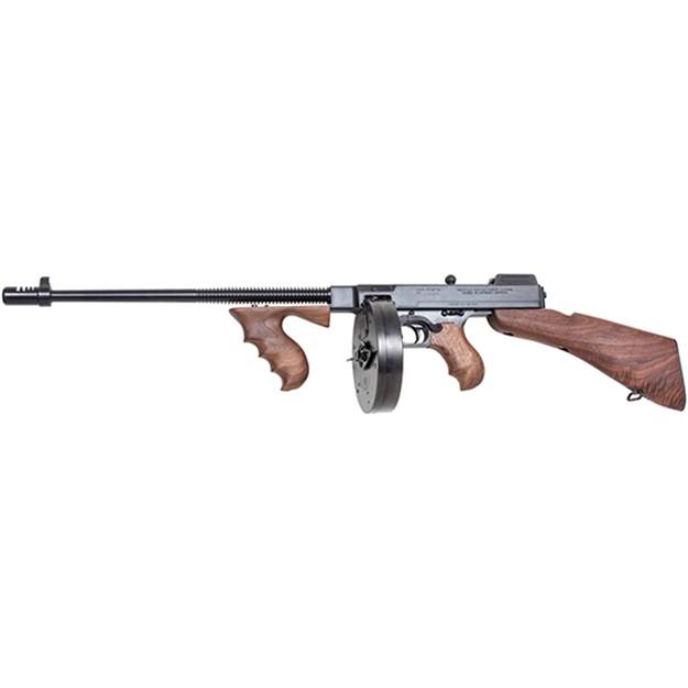 Picture of Thompson Tib50d 1927A-1 Deluxe Carbine 45 Acp Caliber With 18" Barrel, 20+1 Capacity (Stick), 50+1 Capacity (Drum), Blued Metal Finish, American Walnut Removable Fixed Stock & Wood Grip Right Hand T1B50D 602686211130