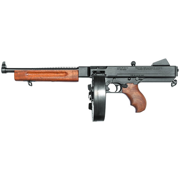 Picture of  Thompson Ta5 1927A-1 Lightweight Deluxe 45 Acp Caliber With 10.50" Barrel, 50+1 Capacity (Drum), Black Hard Coat Anodized Metal Finish, American Walnut Grip Right Hand