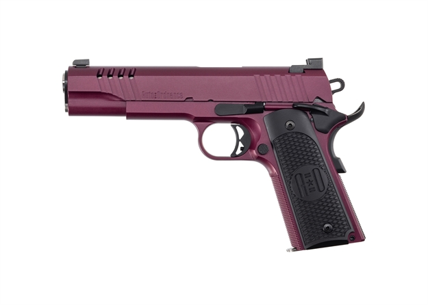 Picture of  Auto-Ordnance 1911Tcac9 1911  45 Acp 7+1 5" Stainless Steel Barrel, Serrated Stainless Steel Slide, Black Cherry Cerakote Steel Frame W/Beavertail, Armor Black Cerakote Engraved Aluminum Grip