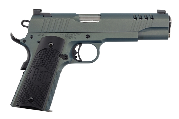 Picture of  Auto-Ordnance 1911Tcac7 1911  45 Acp 7+1 5" Stainless Steel Barrel, Serrated Stainless Steel Slide, Northern Lights Cerakote Steel Frame W/Beavertail, Armor Black Cerakote Engraved Aluminum Grip
